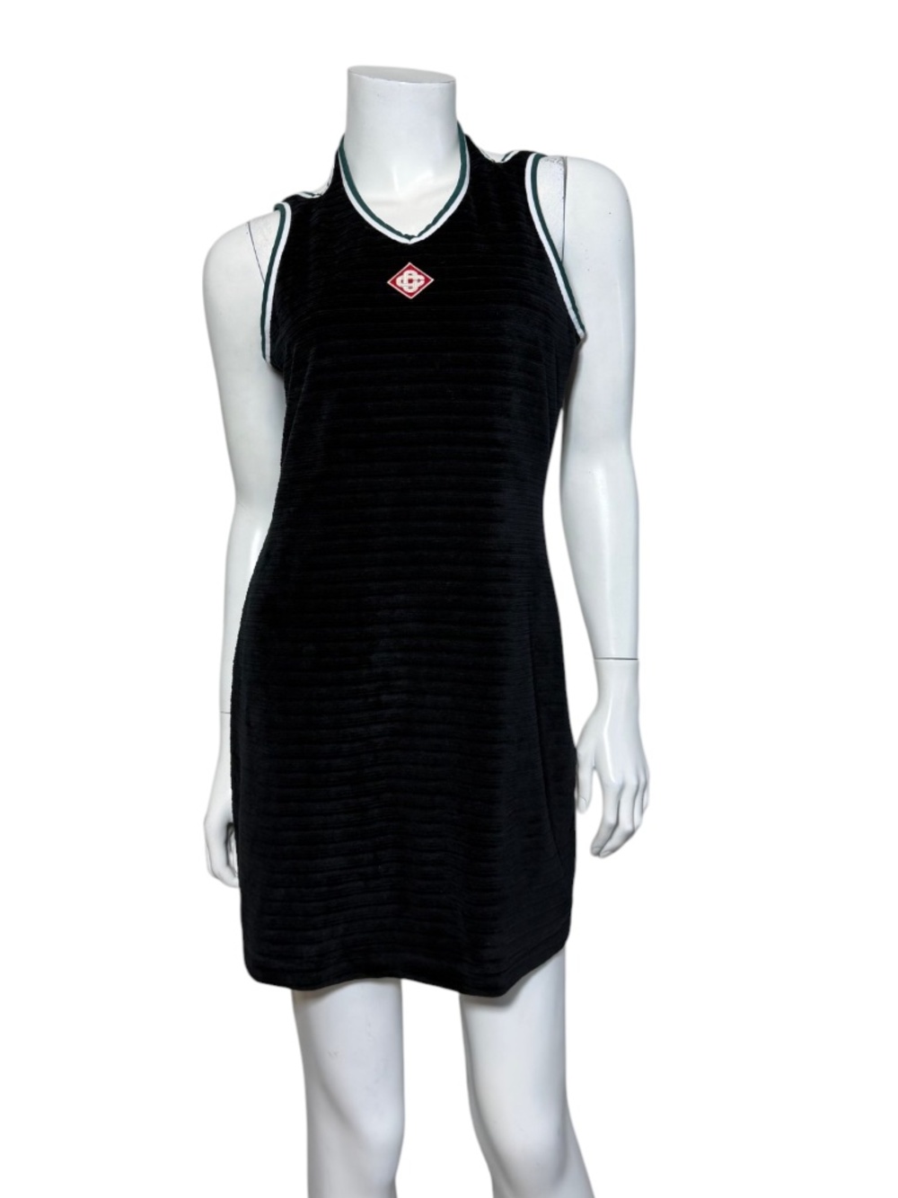 CASABLANCA Paris Textured Velour Hippie Tennis Halter Mini Dress Black Size M